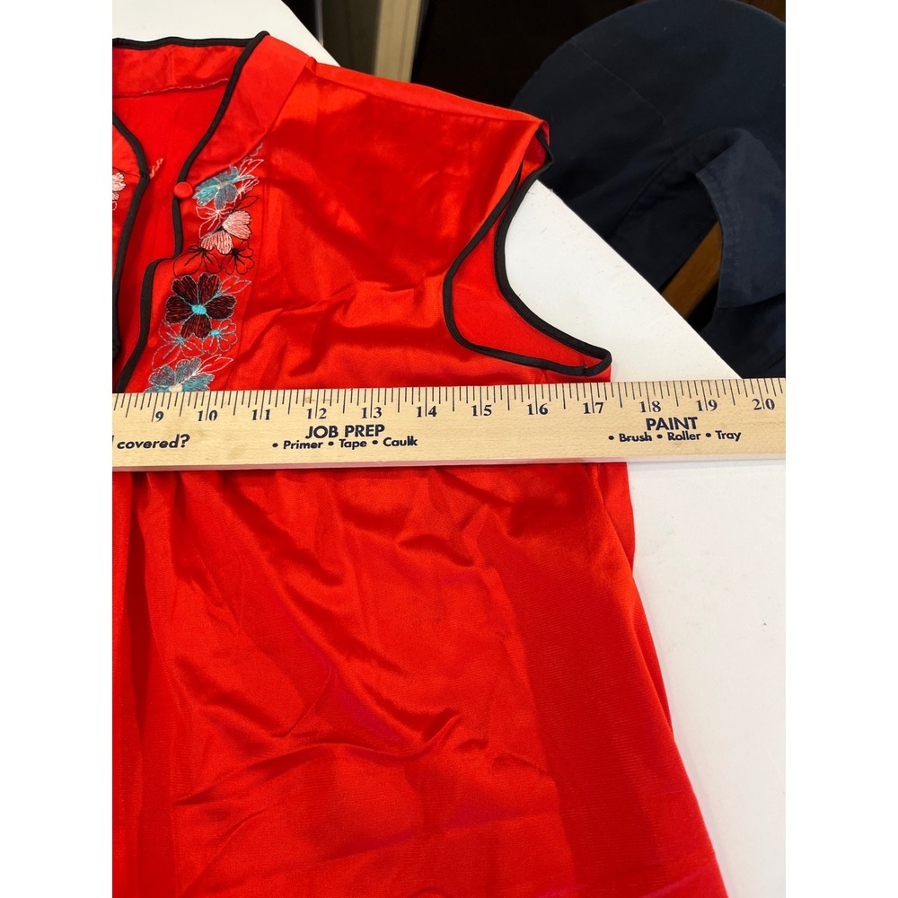 Red Embroidered‎ Oriental Style Nightgown Sleep Dress Kimono Collar - Picture 4 of 4